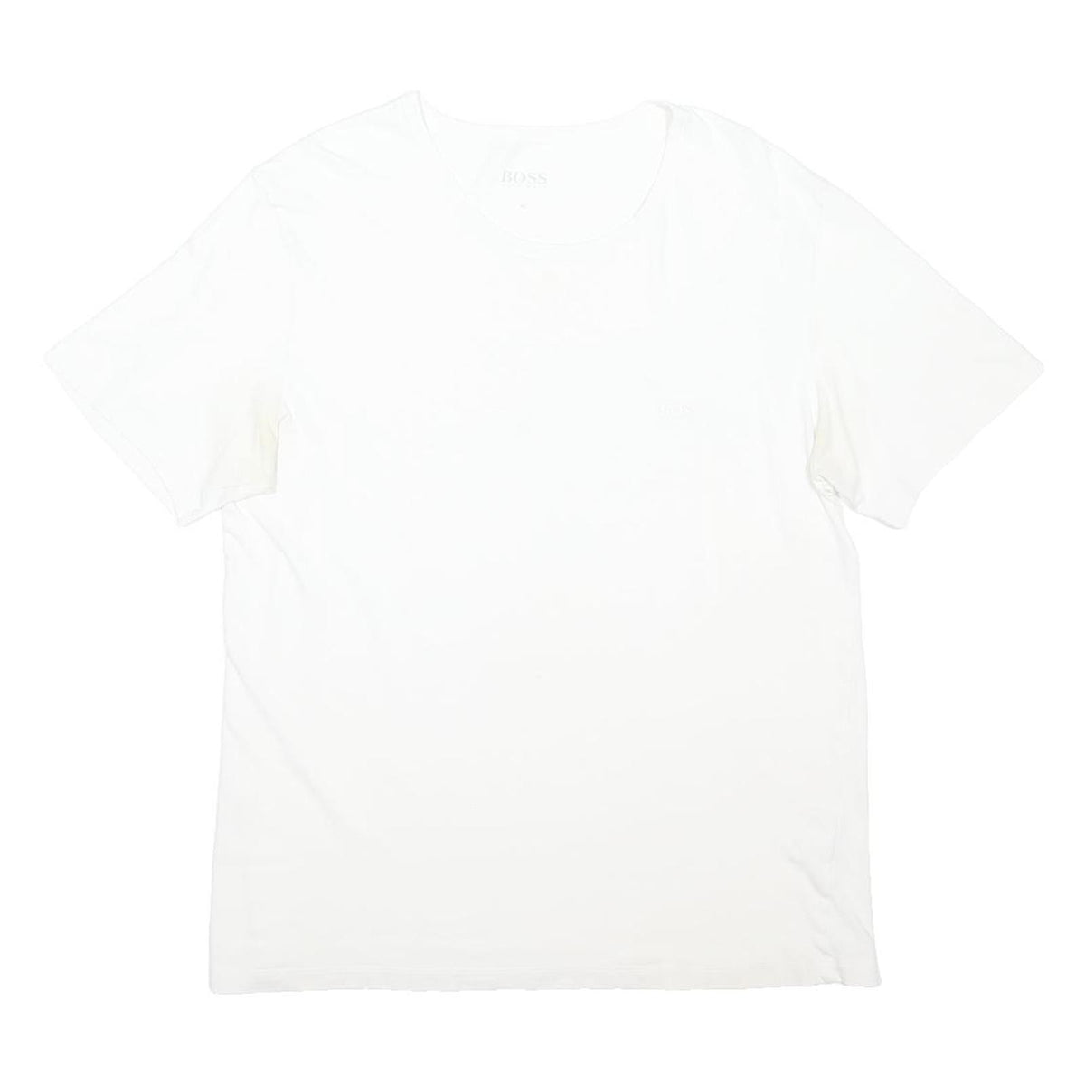 BOSS HUGO BOSS Mens White Plain T-Shirt XL Short Sleeve Round Neck Jersey Cotton