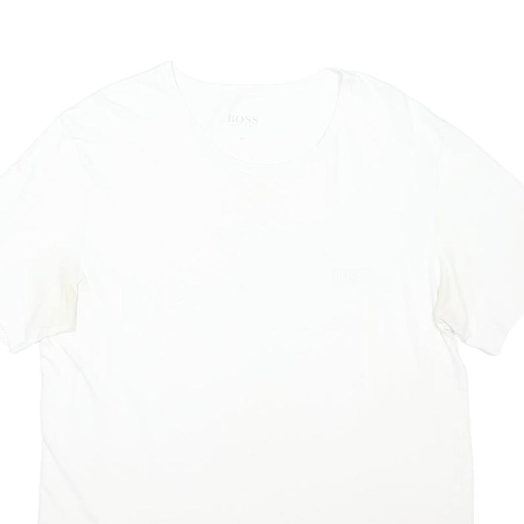 BOSS HUGO BOSS Mens White Plain T-Shirt XL Short Sleeve Round Neck Jersey Cotton