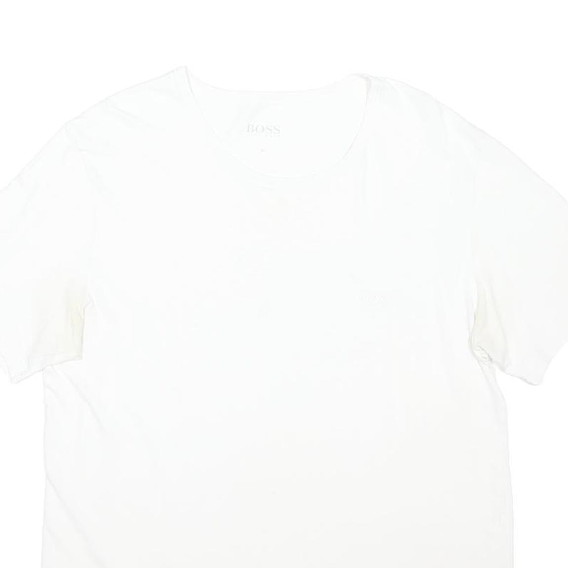 BOSS HUGO BOSS Mens White Plain T-Shirt XL Short Sleeve Round Neck Jersey Cotton