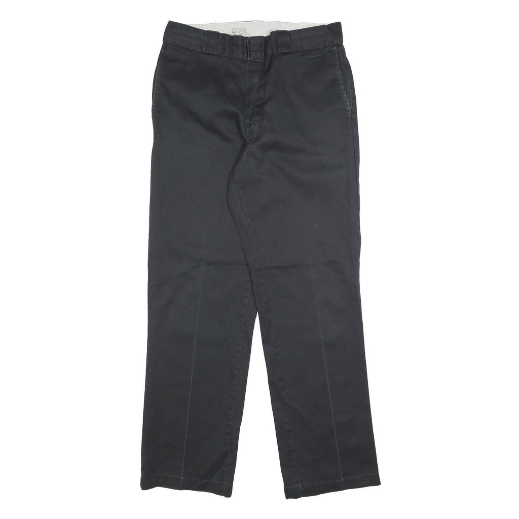 DICKIES Mens Cotton Blend Black Regular Fit Straight Leg Trousers W30 L30