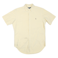 RALPH LAUREN Mens Cream Short Sleeve Cotton Blend Shirt S Classic Button Down