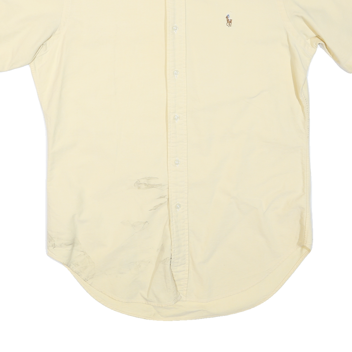 RALPH LAUREN Mens Cream Short Sleeve Cotton Blend Shirt S Classic Button Down