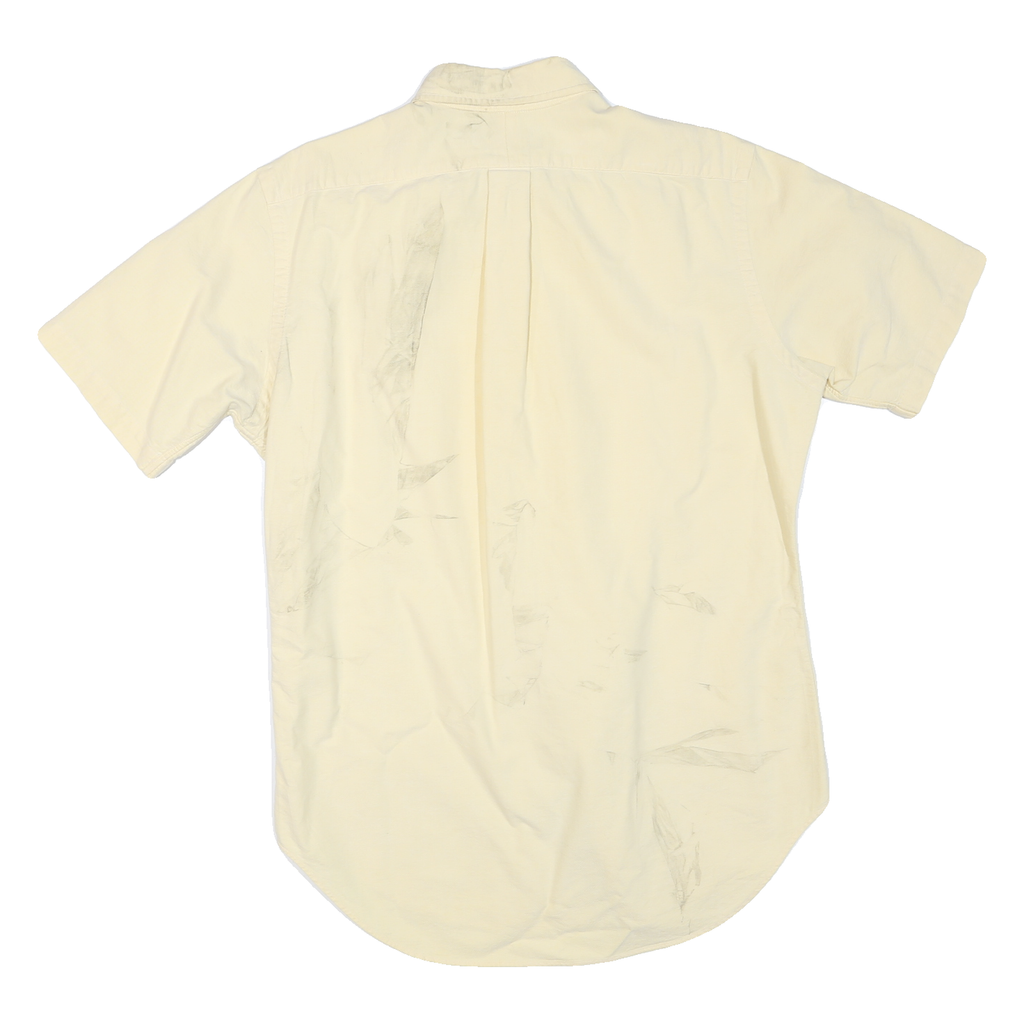 RALPH LAUREN Mens Cream Short Sleeve Cotton Blend Shirt S Classic Button Down
