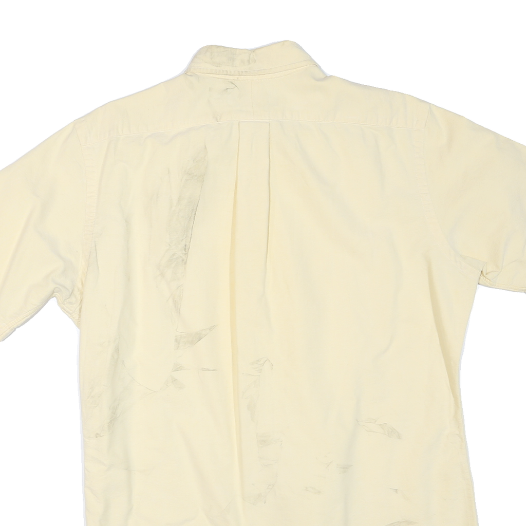 RALPH LAUREN Mens Cream Short Sleeve Cotton Blend Shirt S Classic Button Down