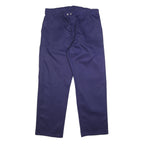 Mens Relaxed Navy Blue Cotton Workwear Trousers W38 L33 Cargo Pockets Zip