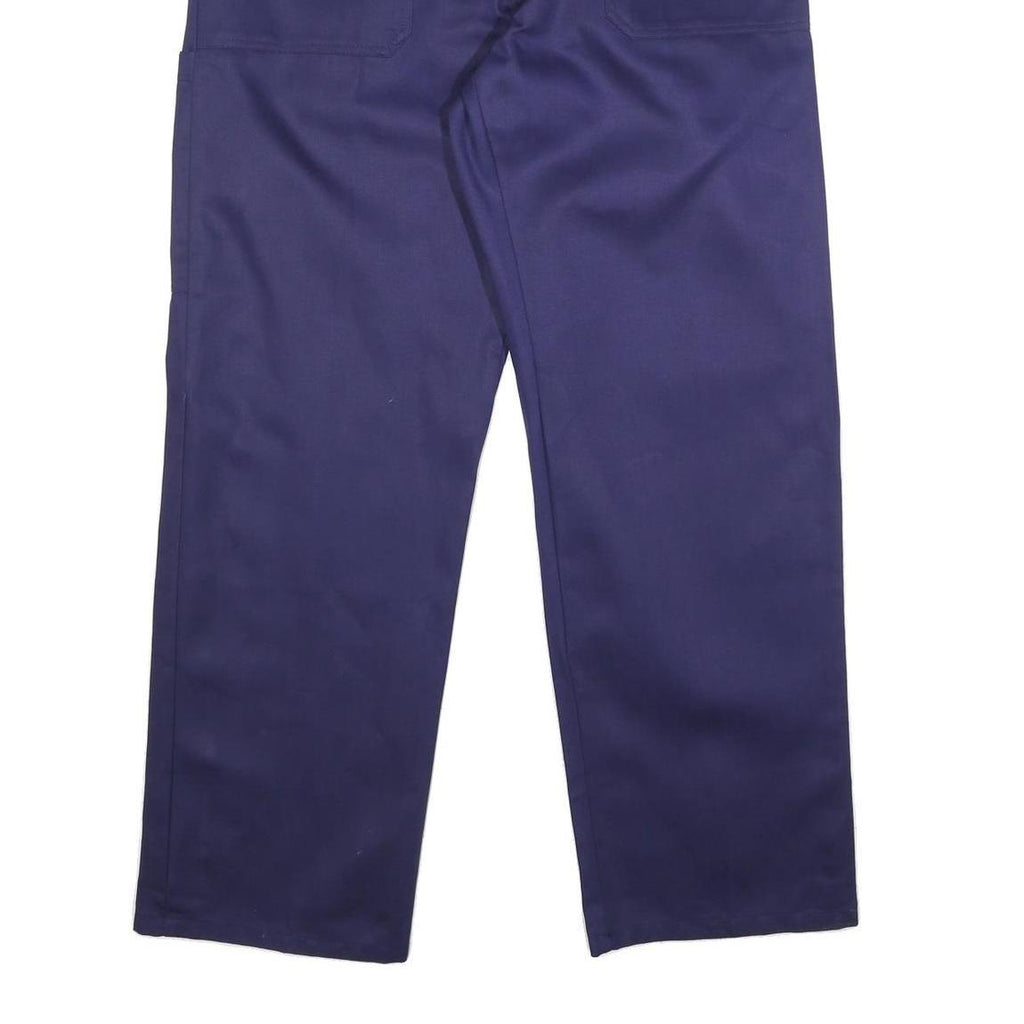 Mens Relaxed Navy Blue Cotton Workwear Trousers W38 L33 Cargo Pockets Zip