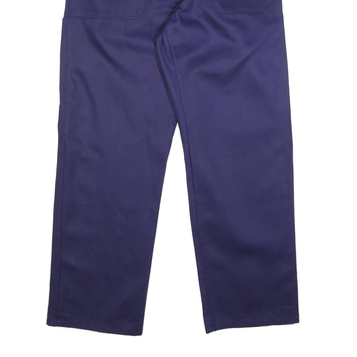 Mens Relaxed Navy Blue Cotton Workwear Trousers W38 L33 Cargo Pockets Zip