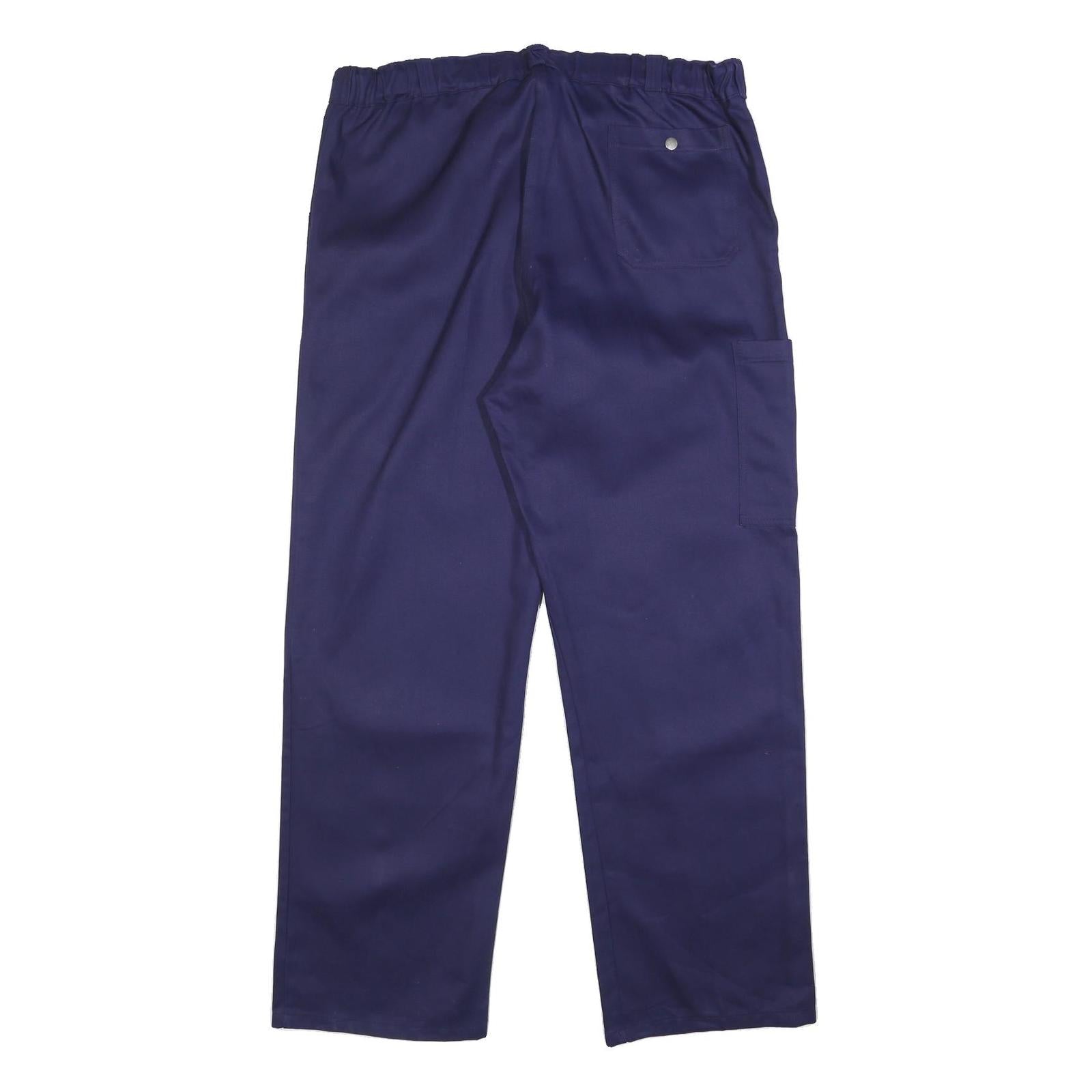 Mens Relaxed Navy Blue Cotton Workwear Trousers W38 L33 Cargo Pockets Zip