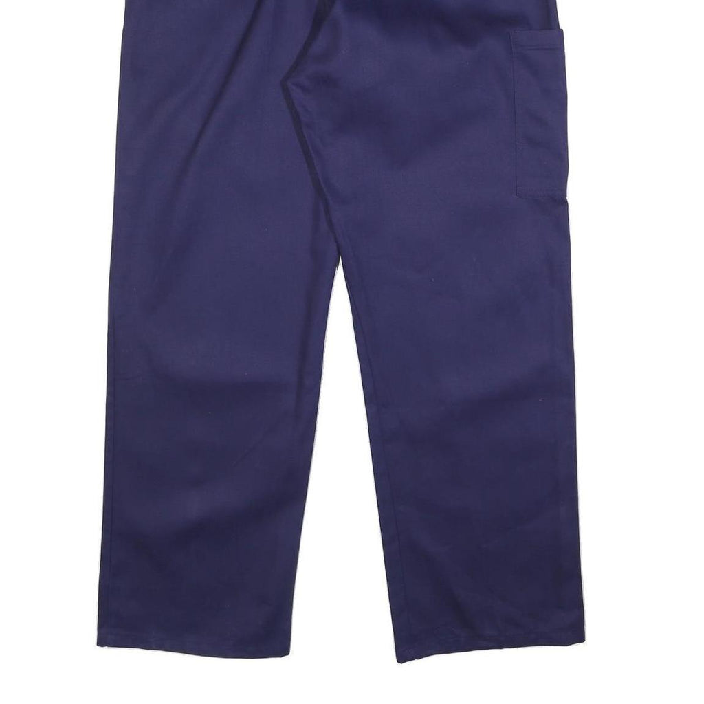 Mens Relaxed Navy Blue Cotton Workwear Trousers W38 L33 Cargo Pockets Zip