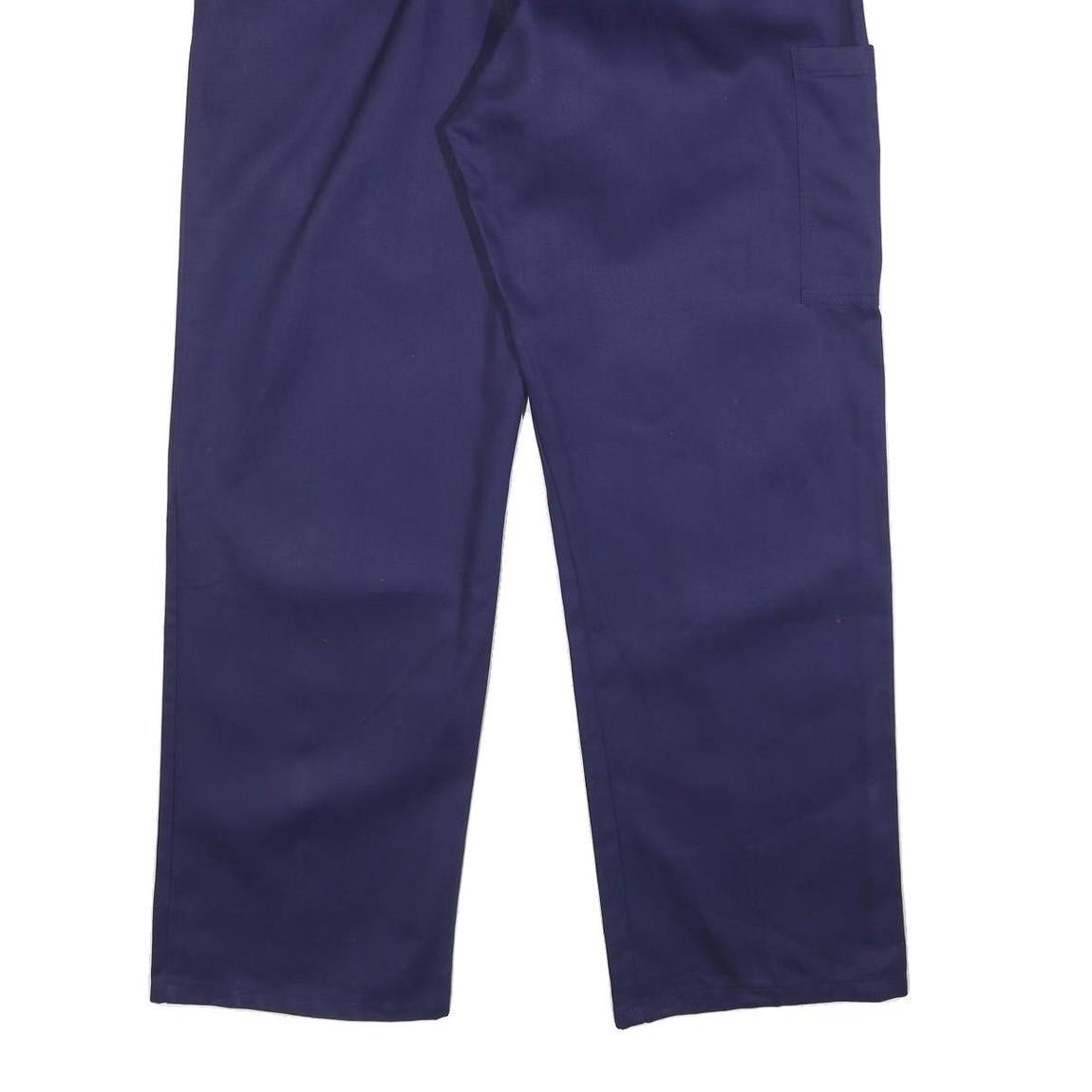 Mens Relaxed Navy Blue Cotton Workwear Trousers W38 L33 Cargo Pockets Zip