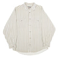 ZEPPELIN Mens Beige & White Striped Cotton Shirt L Casual Button Down Long