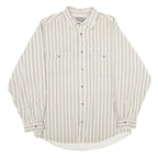 ZEPPELIN Mens Beige & White Striped Cotton Shirt L Casual Button Down Long