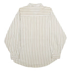 ZEPPELIN Mens Beige & White Striped Cotton Shirt L Casual Button Down Long