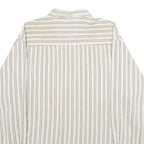 ZEPPELIN Mens Beige & White Striped Cotton Shirt L Casual Button Down Long
