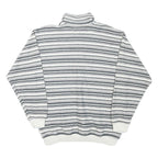 PICDOR Mens Grey & White Striped Collared M Cotton Blend Pullover Sweatshirt