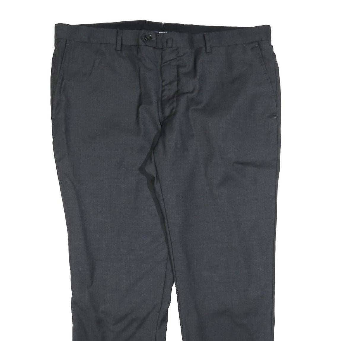 BOGGI Mens Regular Fit Grey Trousers W40 L30 Zip Closure Classic Formal