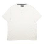 CALVIN KLEIN Mens White Polo Shirt 2XL Short Sleeve Plain Cotton Casual