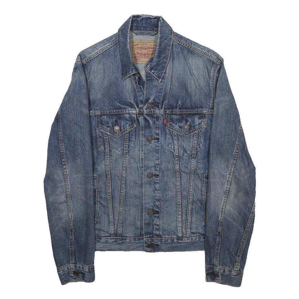 LEVI'S Mens Blue Denim Denim Jacket S Cotton Button Closure Classic Fit Casual