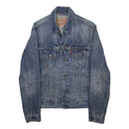 LEVI'S Mens Blue Denim Denim Jacket S Cotton Button Closure Classic Fit Casual