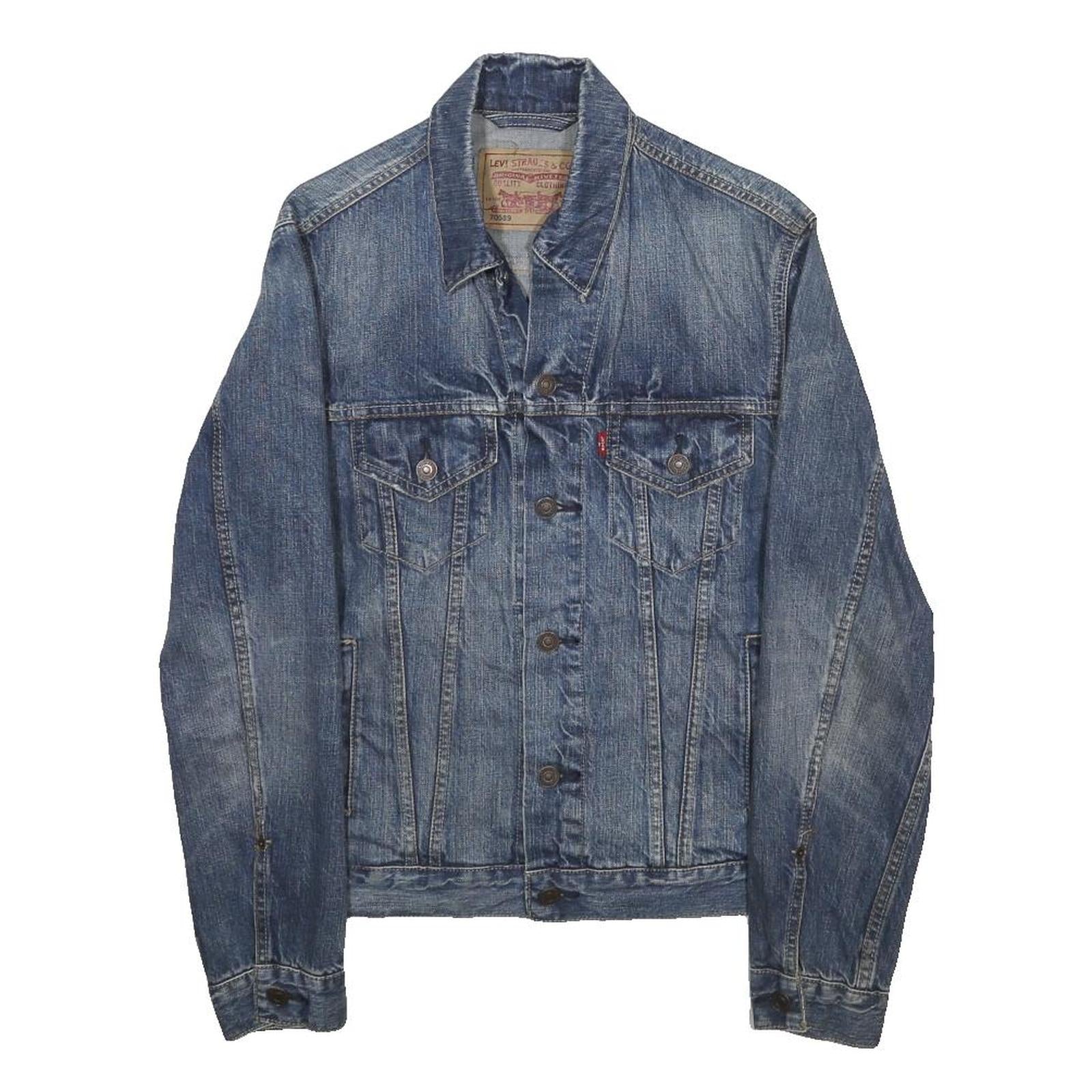 LEVI'S Mens Blue Denim Denim Jacket S Cotton Button Closure Classic Fit Casual