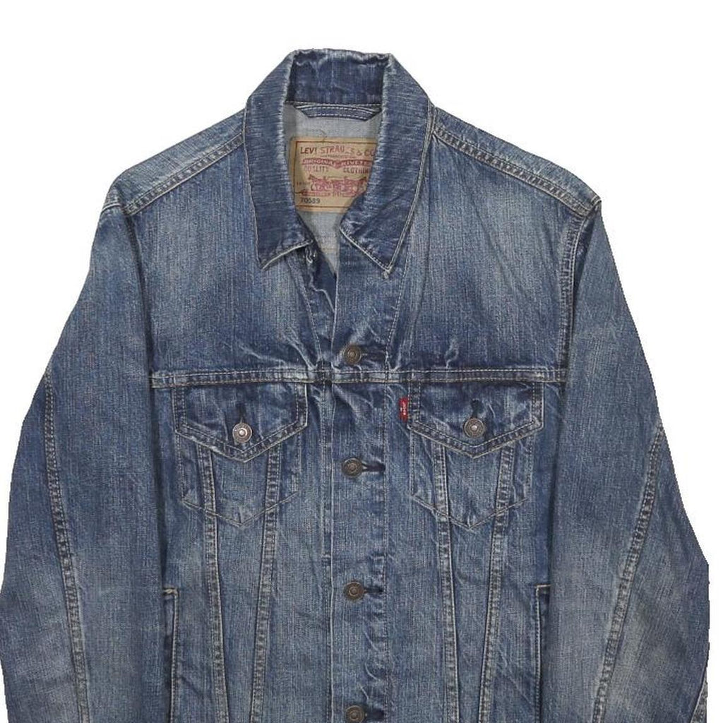 LEVI'S Mens Blue Denim Denim Jacket S Cotton Button Closure Classic Fit Casual