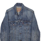 LEVI'S Mens Blue Denim Denim Jacket S Cotton Button Closure Classic Fit Casual