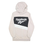 REEBOK Womens Cream Black & White Hoodie Cotton Blend Dress M Casual Sportswear