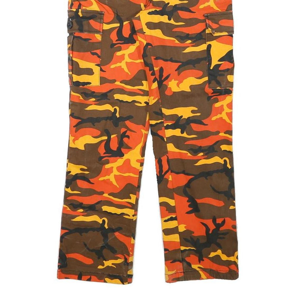 LA SHADY Mens Cotton Blend Orange Brown Regular Cargo Trousers W27 L26 Zip