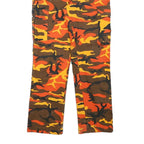 LA SHADY Mens Cotton Blend Orange Brown Regular Cargo Trousers W27 L26 Zip