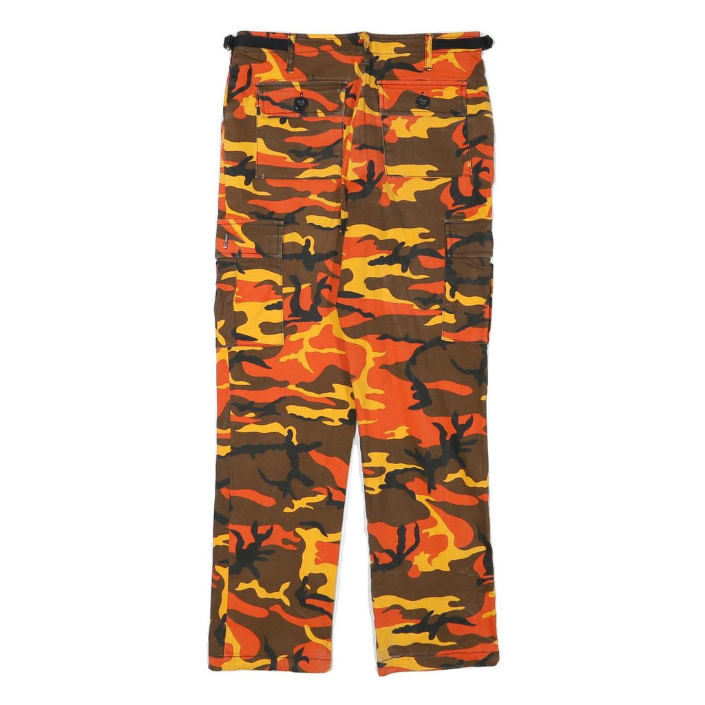 LA SHADY Mens Cotton Blend Orange Brown Regular Cargo Trousers W27 L26 Zip