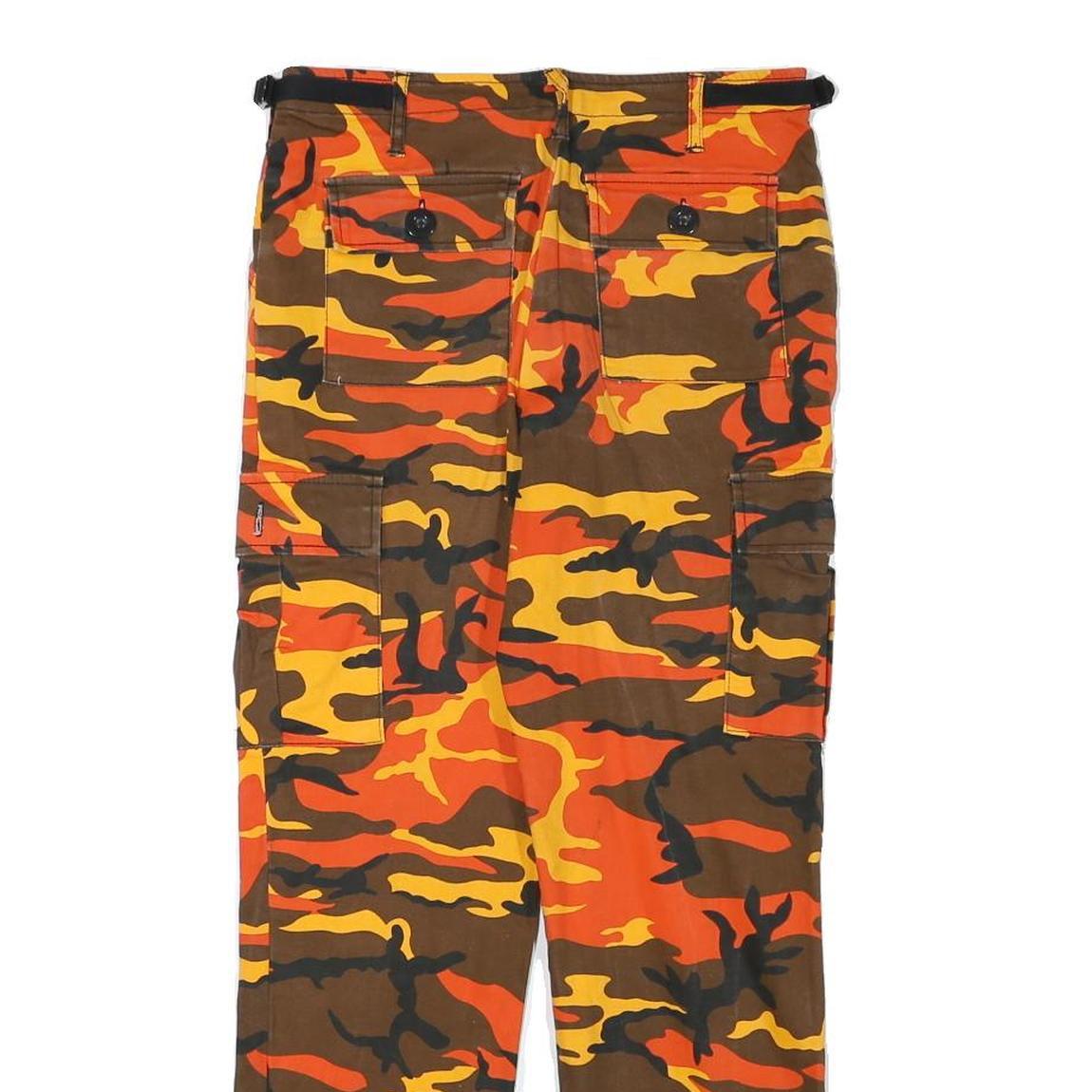 LA SHADY Mens Cotton Blend Orange Brown Regular Cargo Trousers W27 L26 Zip