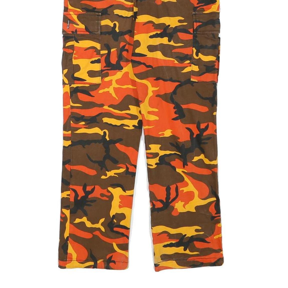 LA SHADY Mens Cotton Blend Orange Brown Regular Cargo Trousers W27 L26 Zip