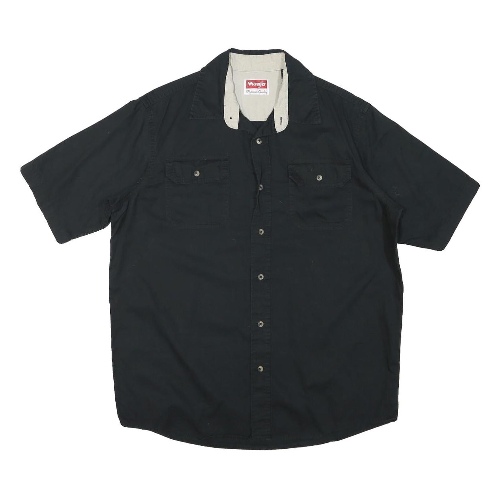 WRANGLER Mens Black Shirt L Cotton Blend Casual Button Up Pocket Style