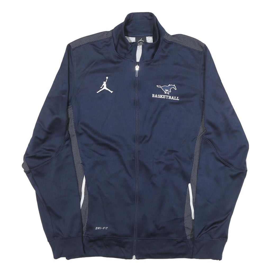 AIR JORDAN Mens Navy Blue Basketball Zip Jacket M Polyester Blend Dri-Fit