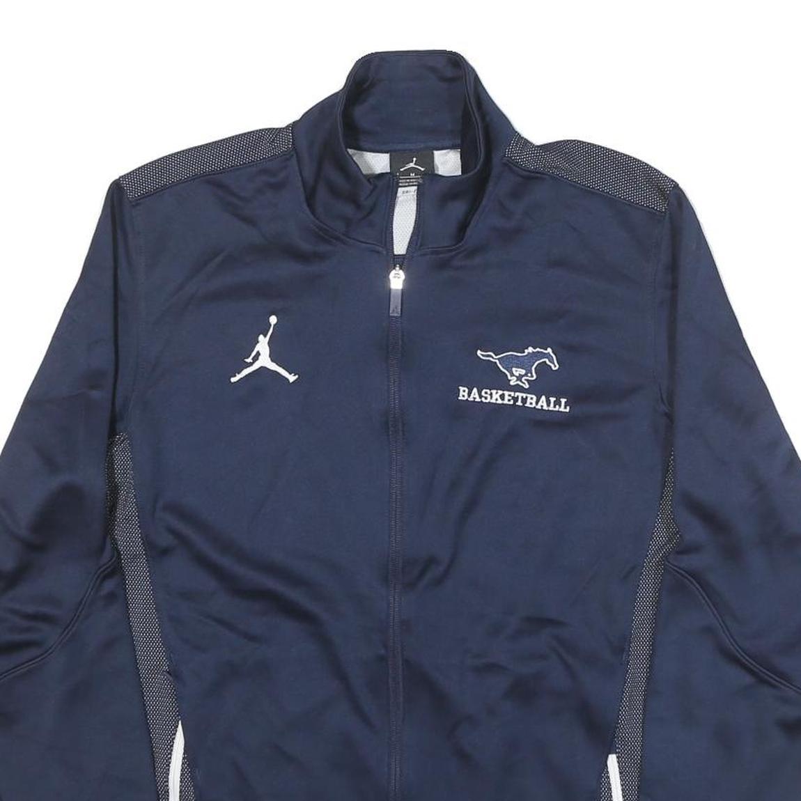 AIR JORDAN Mens Navy Blue Basketball Zip Jacket M Polyester Blend Dri-Fit