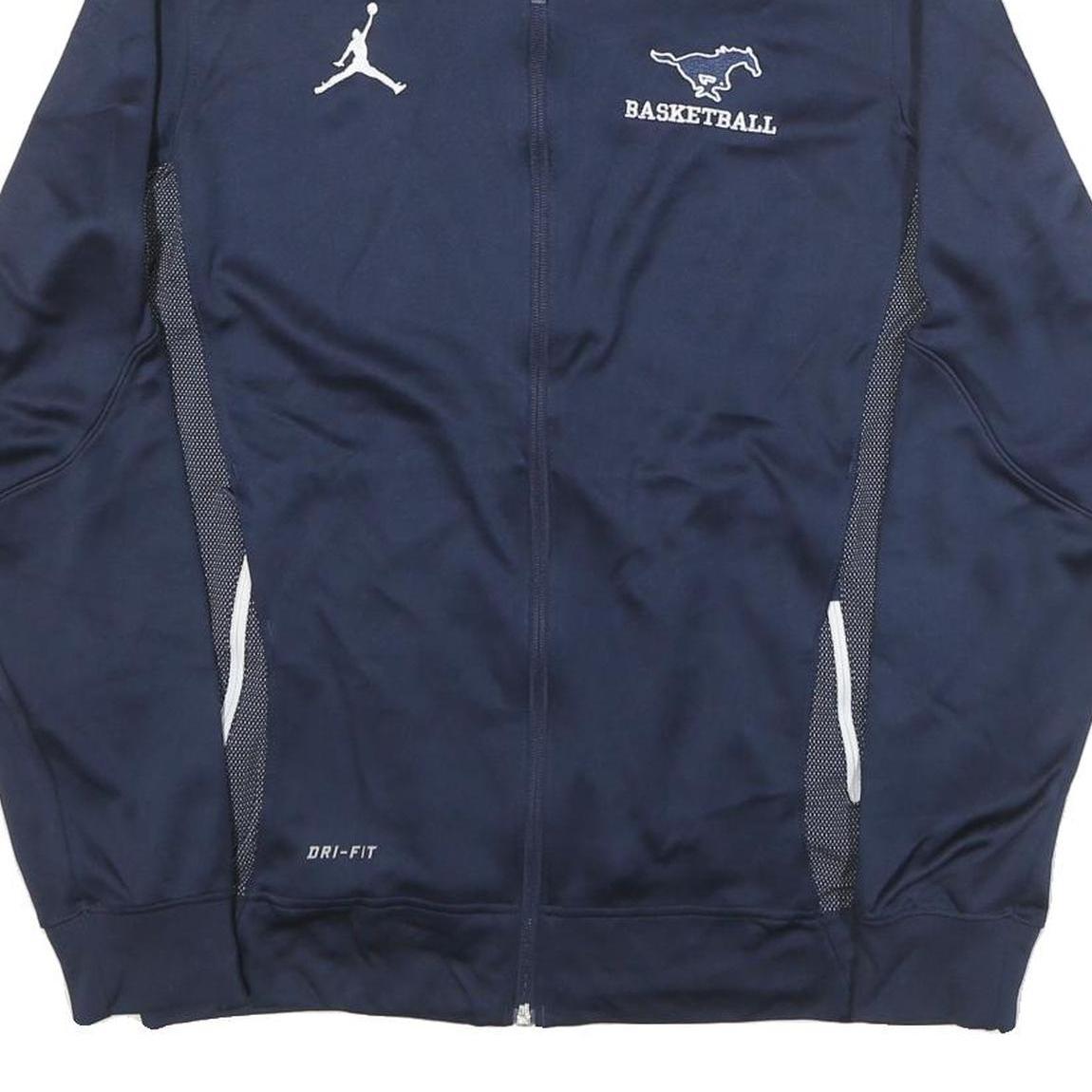 AIR JORDAN Mens Navy Blue Basketball Zip Jacket M Polyester Blend Dri-Fit