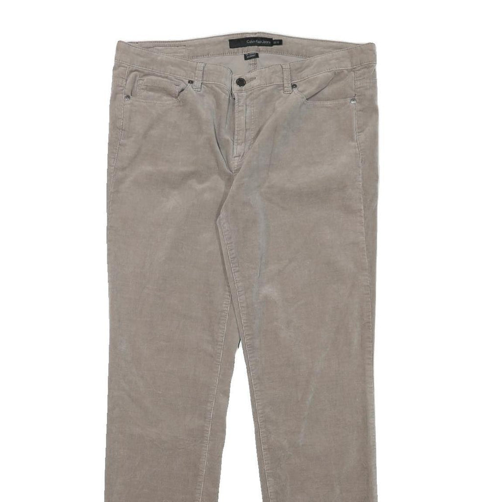 CALVIN KLEIN JEANS Womens Cotton Blend Beige Slim Straight Trousers W35 L32