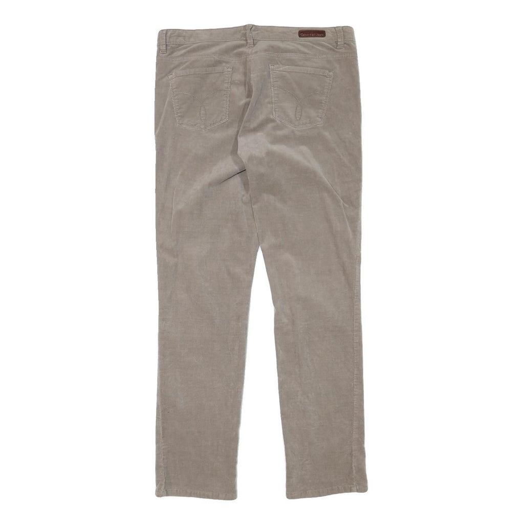 CALVIN KLEIN JEANS Womens Cotton Blend Beige Slim Straight Trousers W35 L32