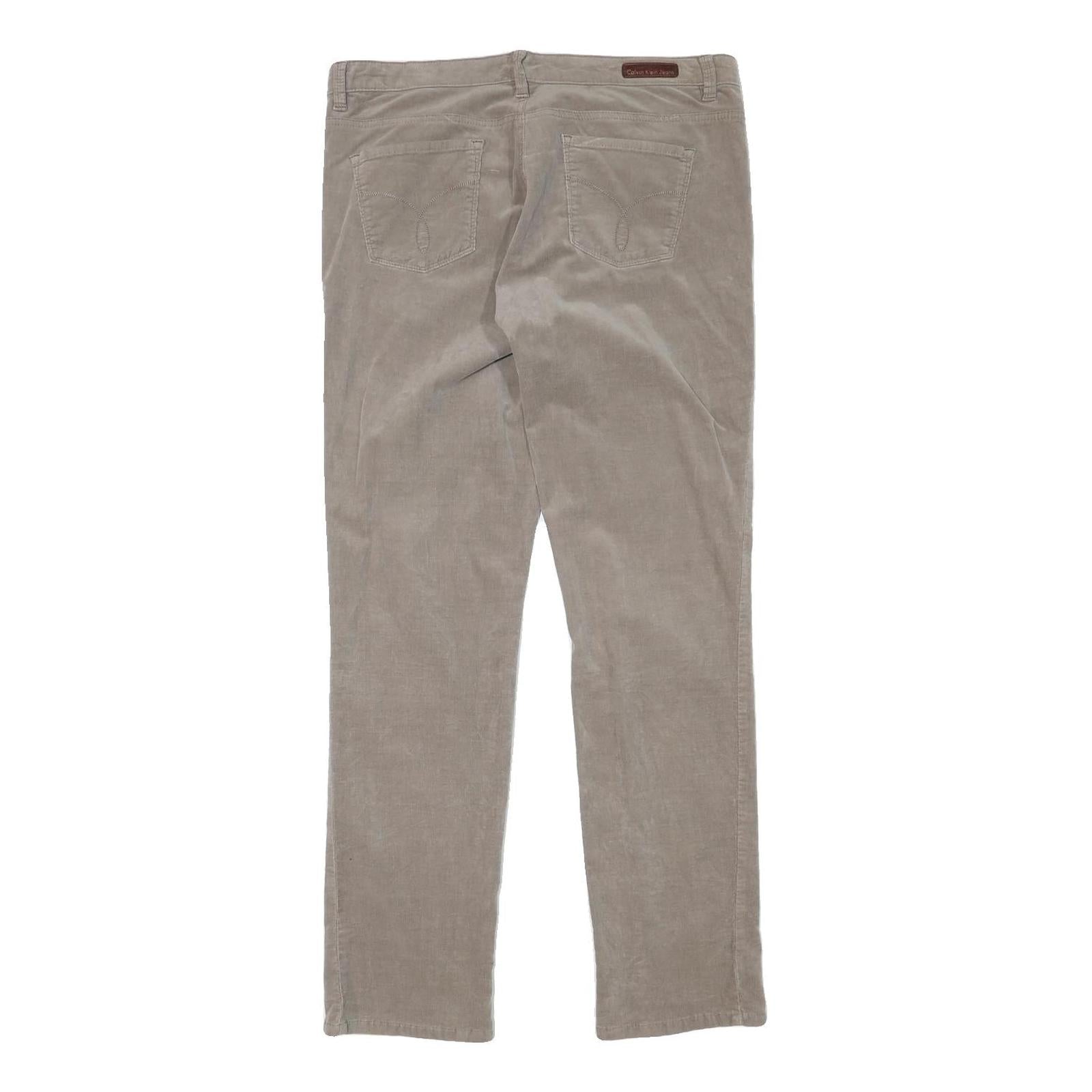 CALVIN KLEIN JEANS Womens Cotton Blend Beige Slim Straight Trousers W35 L32