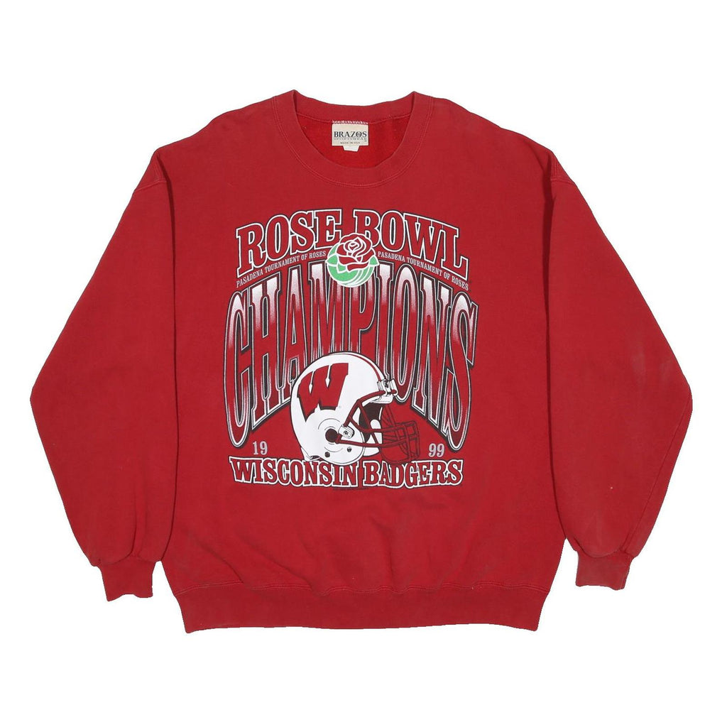 BRAZOS SPORTSWEAR Mens Red Rose Bowl Champions Crew Neck XL Wisconsin Badgers