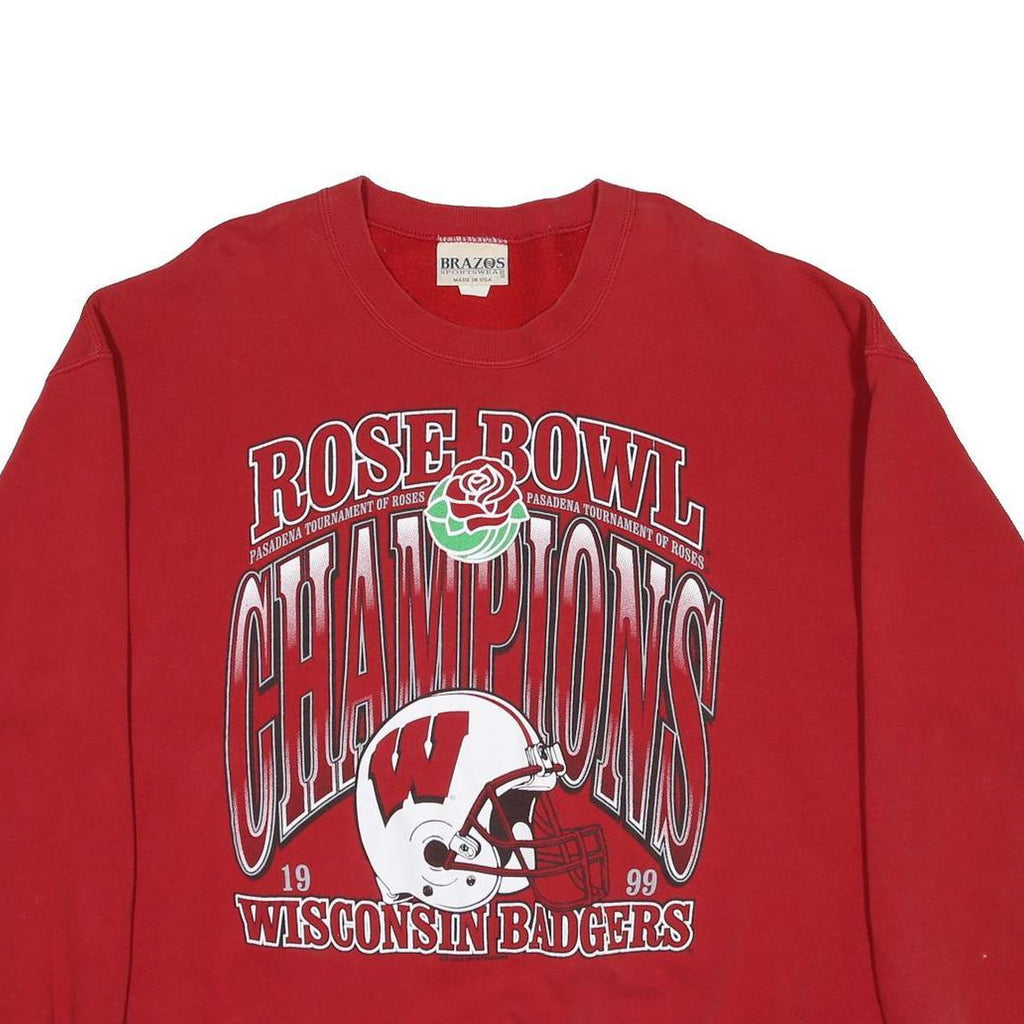 BRAZOS SPORTSWEAR Mens Red Rose Bowl Champions Crew Neck XL Wisconsin Badgers