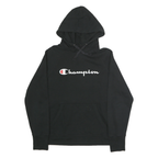 CHAMPION Mens Black Pullover Hoodie M Cotton Classic Logo Sweatshirt