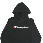 CHAMPION Mens Black Pullover Hoodie M Cotton Classic Logo Sweatshirt