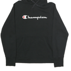 CHAMPION Mens Black Pullover Hoodie M Cotton Classic Logo Sweatshirt