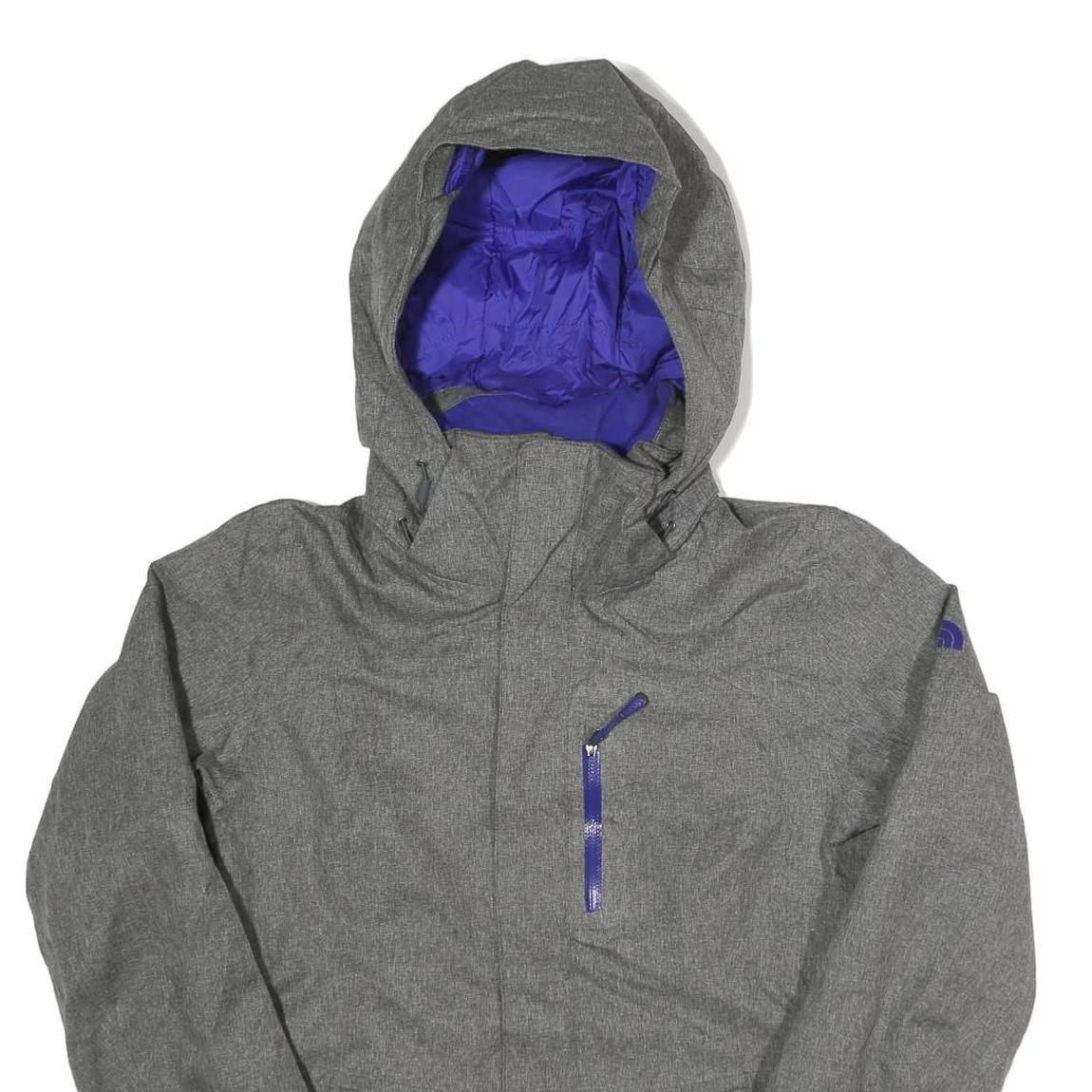 THE NORTH FACE Womens Grey & Purple Outdoor Jacket S Polyester Blend Zip Hooded
