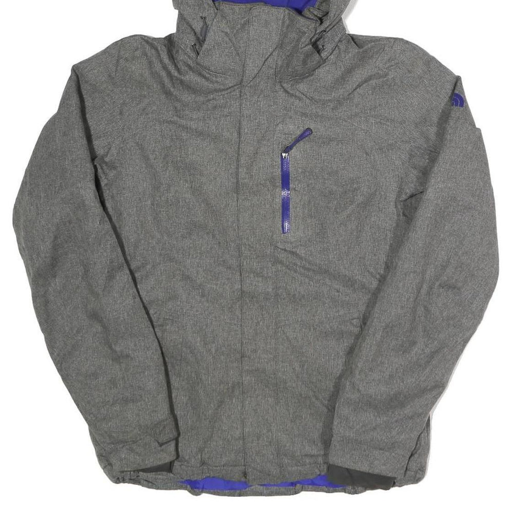 THE NORTH FACE Womens Grey & Purple Outdoor Jacket S Polyester Blend Zip Hooded