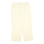 Womens Cotton Cream Regular Fit Straight Leg Trousers W32 L27 Classic Style Zip