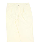 Womens Cotton Cream Regular Fit Straight Leg Trousers W32 L27 Classic Style Zip