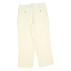 Womens Cotton Cream Regular Fit Straight Leg Trousers W32 L27 Classic Style Zip