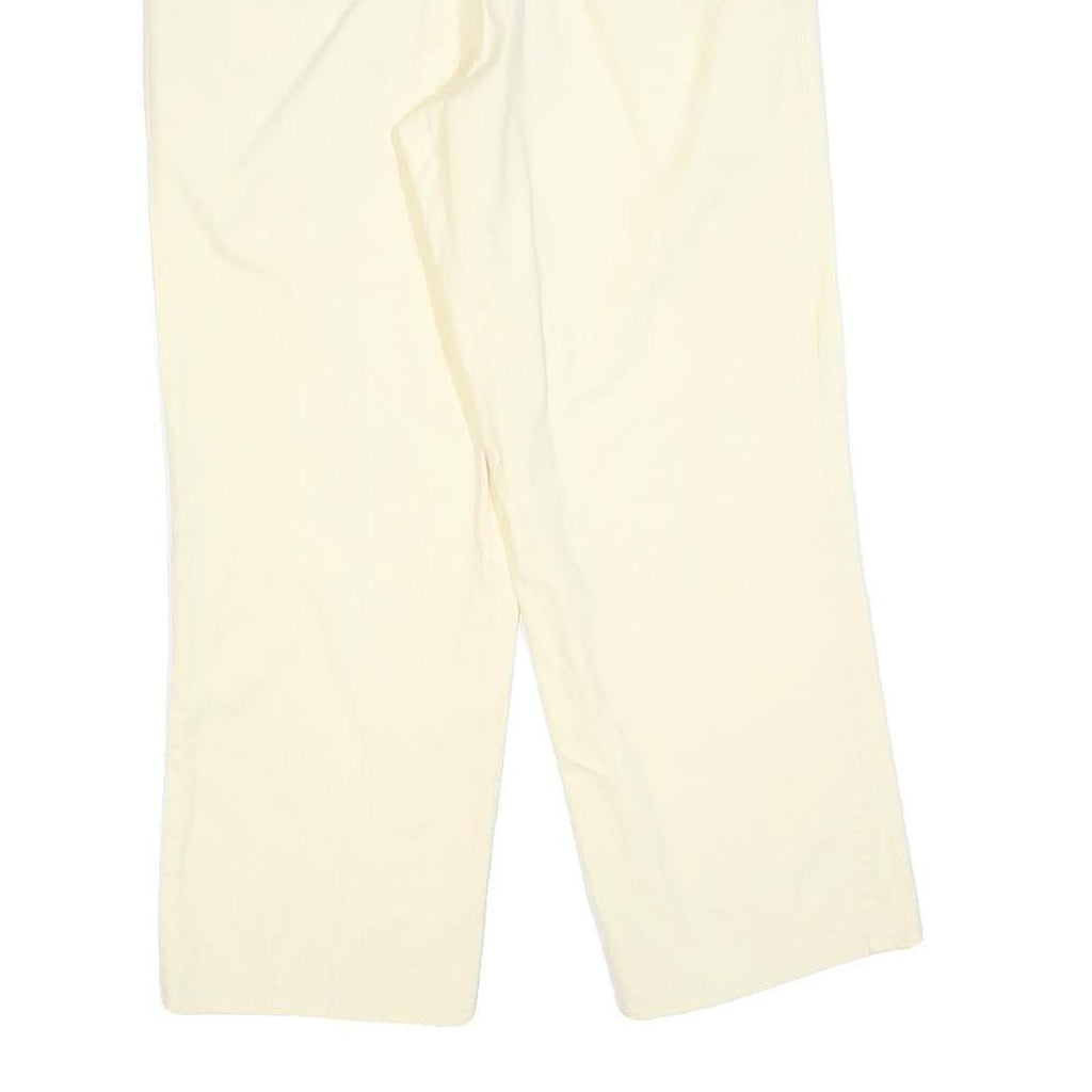 Womens Cotton Cream Regular Fit Straight Leg Trousers W32 L27 Classic Style Zip